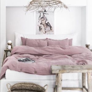 Queen Woodrose Linen Duvet Cover & 2 Pillowcases